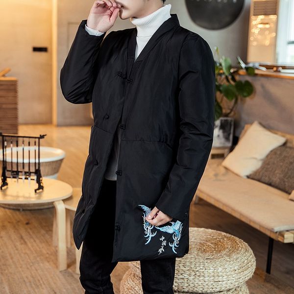 

winter jacket men vintage parka coat men male jacket thick outwear slim casual hooded down plus size solid retro kk3247, Black