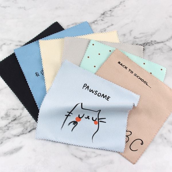 

wh66e cartoon printed double-sided flannel ultra-fine fiber wipe computer mobile phone lens screen independent glasses cloth screen glasses, Blue