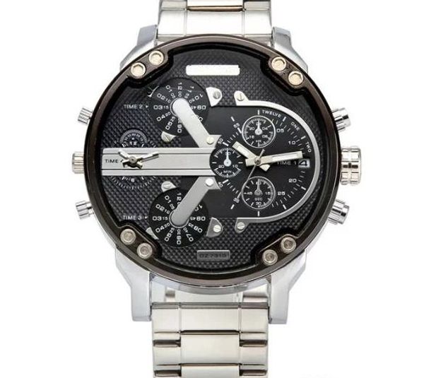 

new sports mens watches big dial display 7333 luxury watch quartz watch steel band fashion wristwatches for men designers watch d05, Slivery;brown