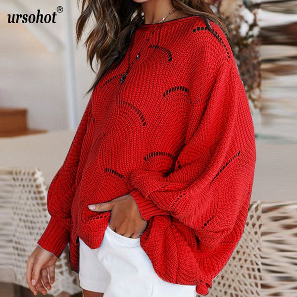 

ursoautumn knitted jumpers ladies long sleeve cloak winter sweaters women loose shawl pullover irregular hook hollow out top, White;black