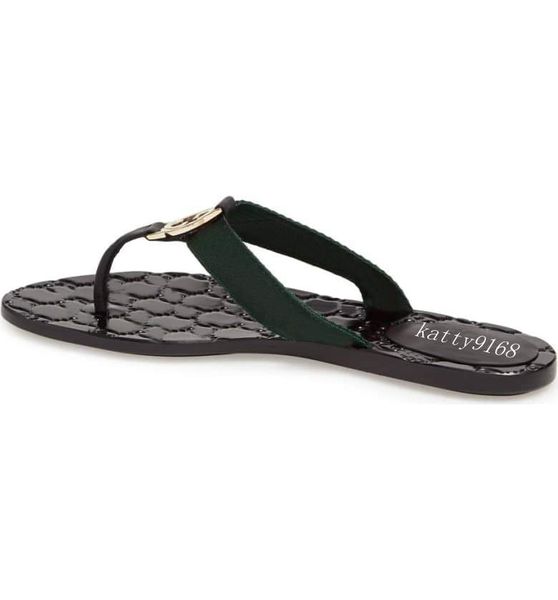 

mens and womens fashion classic thong flat flip flops with green and red web with black leather trim