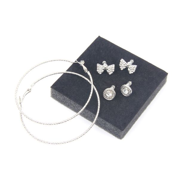 

2020 new earrings sets 3 pairs of silver color small big circle bowknot c stud earrings for women girls jewelry, Golden