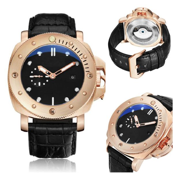 

New 2019 luxury brand watch big dial 2813 mechanical aaa gold port leather trap watche wri t watche for men gift