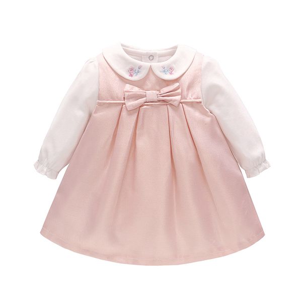 

vlinder baby girl dresses baby clothes spring autumn girl dresses 2pcs set lovely bow tie pink dress 9m~4t girls clothes, Red;yellow
