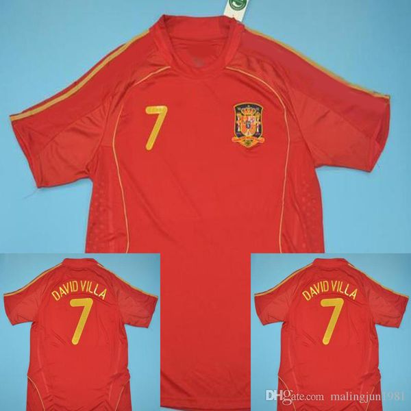 

2008 Spain Soccer Jerseys Puyol Xavi Torres David Villa Alonso Sergio Ramos Vintage 08 Spain Football Shirts Camisas de Futebol Maillot