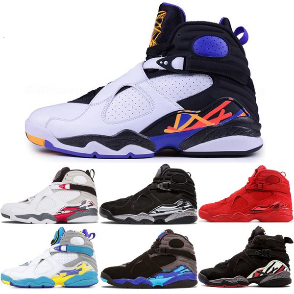 

8 men basketball shoes 8s three peat countdown pack aqua white valentines day playoff mens trainers designer outdoor sneakers