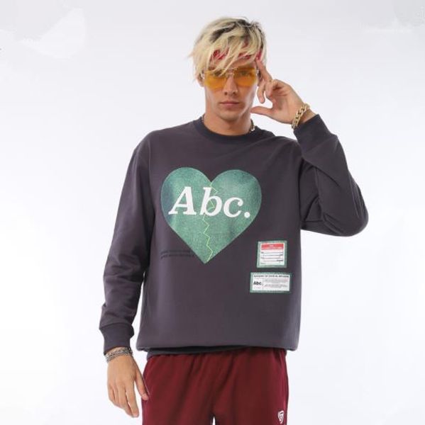

fashion designer sweatshirts crew neck long sleeve mens clothing nagri heart print casual apparel mens autumn, Black