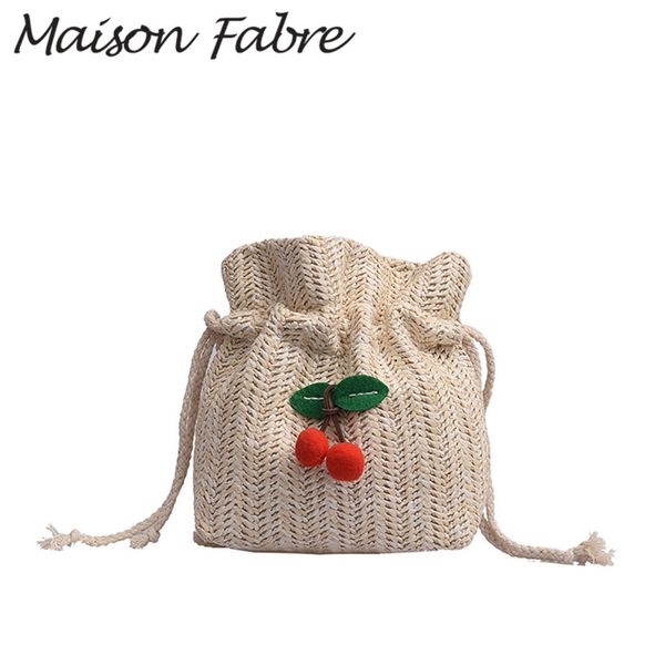 

maison fabre bag women weaving wallet girls bucket bags straw drawstring bag 2019 summer crossbody fashion ladies handbags
