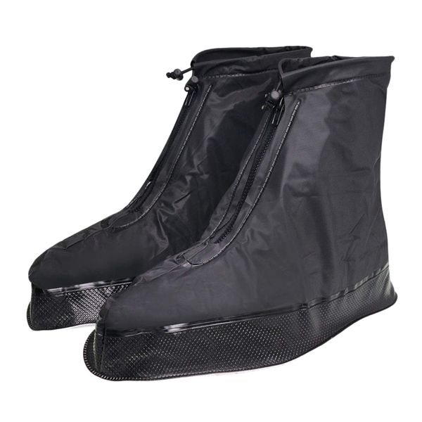 

shoe cover for men women rain boots waterproof with thickened edge/button strap/zipper/elastic bandage xl, White;pink