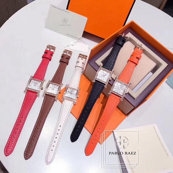 

2020 new style famous women watch fashion clock full crystal luxury wristwatch casual design dropshipping watch leather quartz watch 5 stars, Slivery;brown