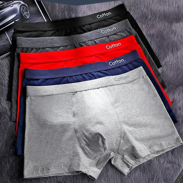 

underpants men's cotton underwear 3d stereoscopic high elastic breathable printed panties solid color men middle waist boxers black red, Black;white