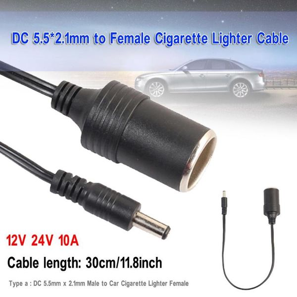 

plug cable dc 5.5x2.1mm to car cigarette lighter female socket power supply