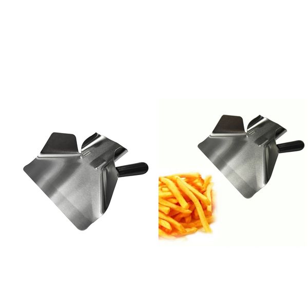 

2x stainless steel one handle commercial fries bagger food popcorn ice scoop