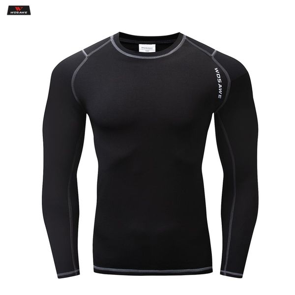 

wosawe men motocross combination protective jerseys running fitness motorcycle baselayer underwear long sleeve fleece base layer, Black;blue