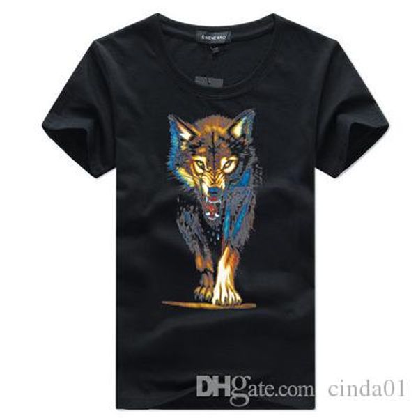 

мужской short футболка 3d wolf printed men summer tee хлопок 9 solid color crew neck street wear s-5xl, White;black