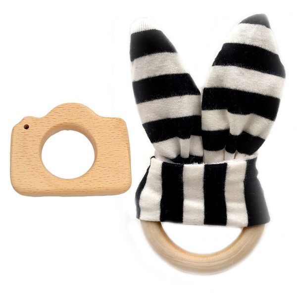 

кролик ухо вуд кольцо прорезыватель колокольчик натуральное дерево прорезыватель круг ткань детские обучение прорезыванию зубов новорожденны