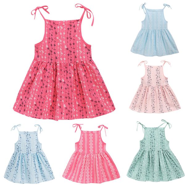 

highquality2019 new kids girl robe summer baby girl flower striped princess party fashion vestido loose pattern clothes girls kid dresses, Red;yellow