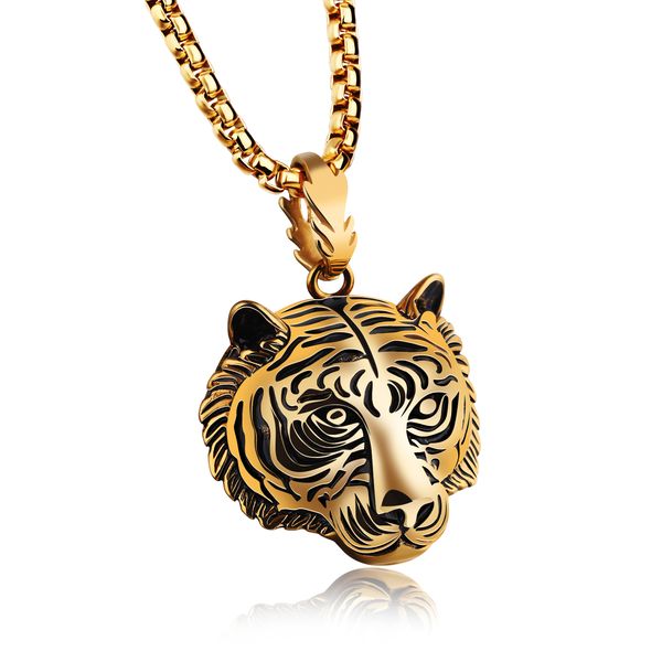 

hip hop tiger head shape pendant necklace 316l stainless steel cool men animal pendants jewelry gift, Silver