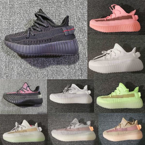 

kanye west 3m reflective infant yecheil kids running shoes static glow green clay trainers big small boy girl children toddler sneaker black