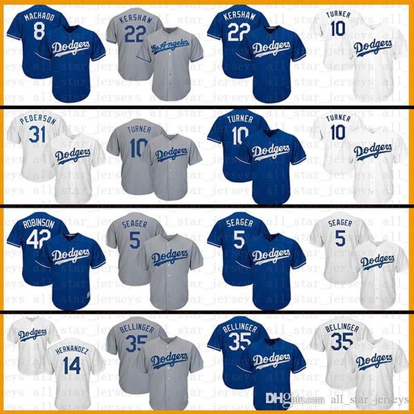 

Los Angeles Baseball Jersey Dodgers 22 Clayton Kershaw 5 Corey Seager 35 Cody Bellinger 14 Justin Turner Piazza Robinson Hernandez Pederson
