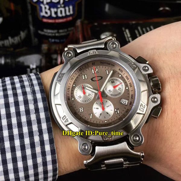 

2019 edition crankcase 10-231 brushed stainless steel gray dial miyota chrongraph mens watch new style 4 color satch watches oakd4, Slivery;brown