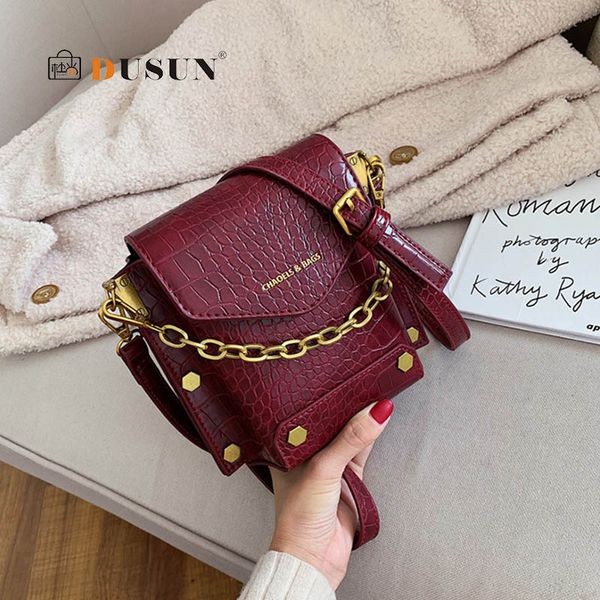 

mini rivet crocodile pattern shoulder bag retro chian crossbodys bag for women shoulder messenger bags totes purses 2020