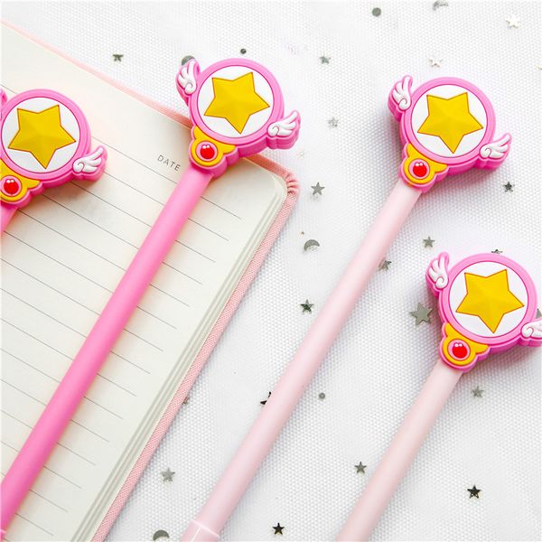 

2pcs pink magic wand pen ballpoint 0.5mm blue color gel ink pens for writing wish stick girl kids gift office school a6963