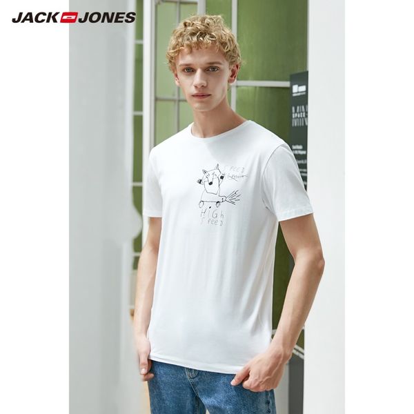 

men's 100% cotton printed short-sleeved t-shirt e|219101554, White;black