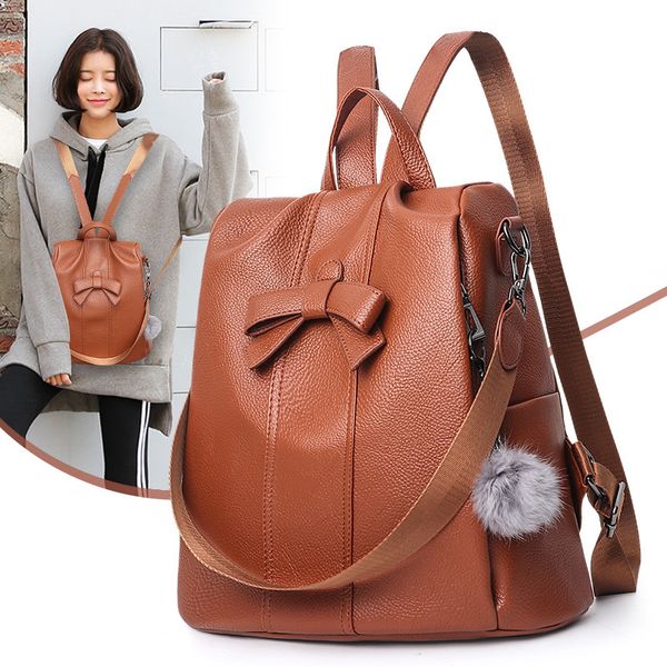 

backpack women 2020 new tide korean fashion wild personality casual bag soft leather travel ladies small backpack bookbag