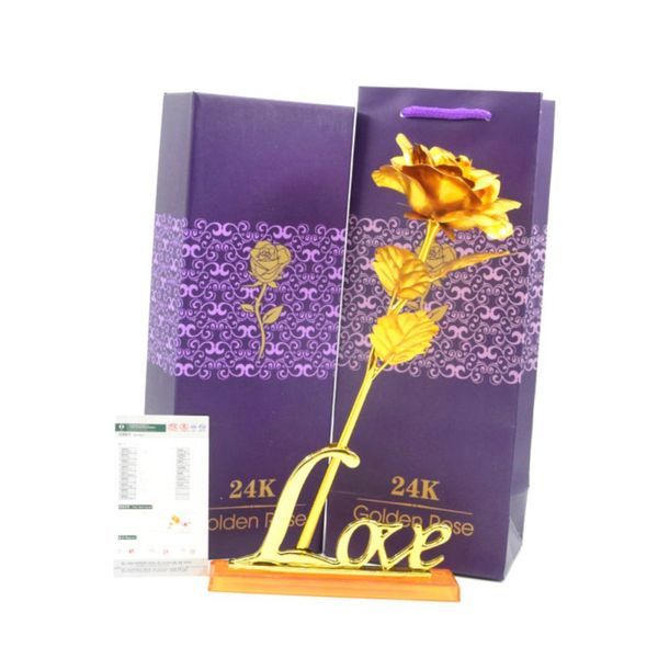 

24k gold plated rose with love holder box gift valentine's day mother's day gift flower gold dipped rose us drop ship