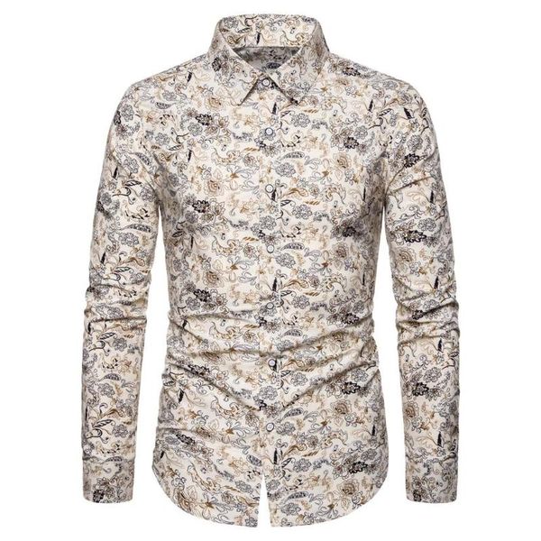 

весна мужских рубашек повседневных кнопки slim fit streetwear блуза printed отворота одеть рубашка с длинным рукавом 2.19, White;black