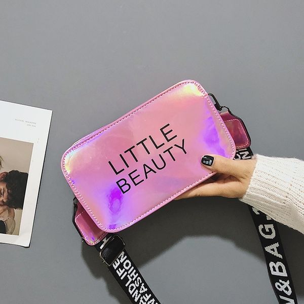 

women's bag 2020 new women's single shoulder bag korean fashion wide shoulder strap laser small square