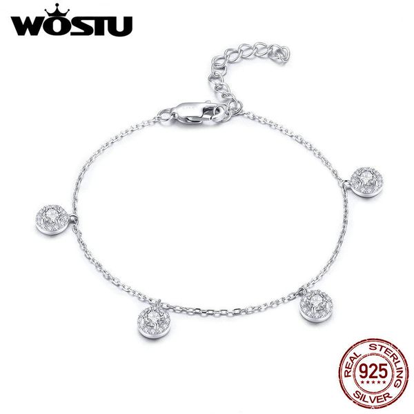 

wostu 100% 925 sterling silver elegant round zircon luxury bracelet for women wedding silver fine jewelry cqb100, Golden;silver