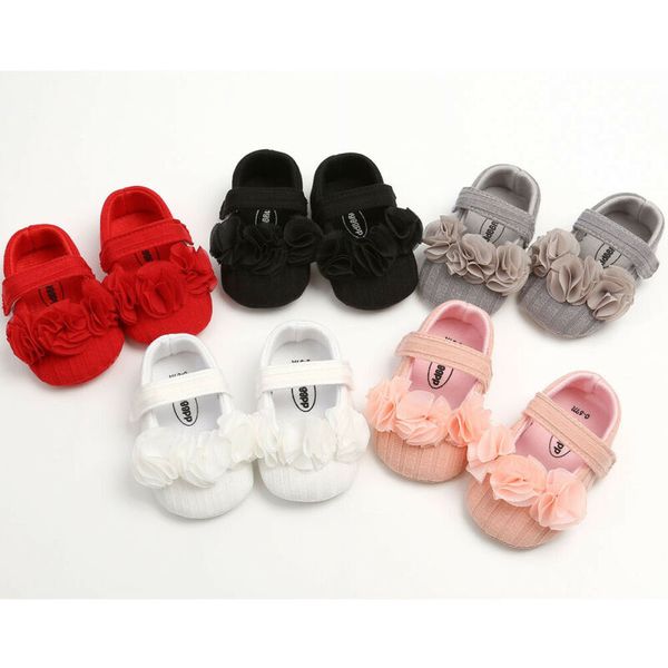 

2019 new fashion cute newborn baby girl soft cloth flower crib shoes bow anti-slip prewalker shoes