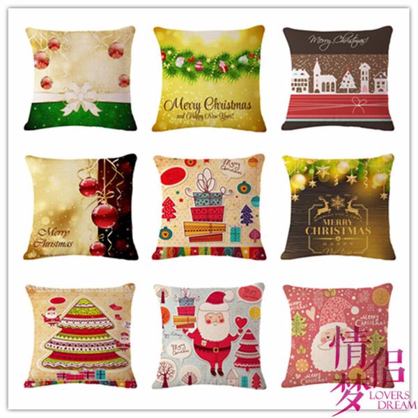 

santa claus gift cotton flax pillow cushion amazon heat sell