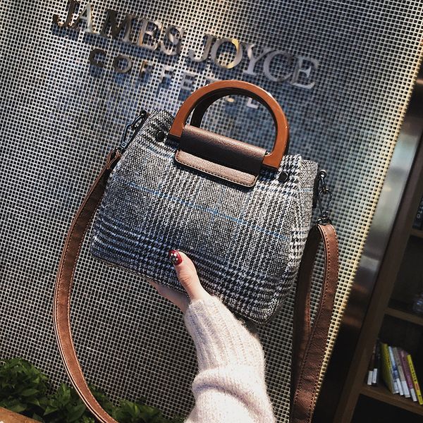 

корейская версия шерстяная сумка 2020 новый портативный ведро мешок ретро диких плечо сумка