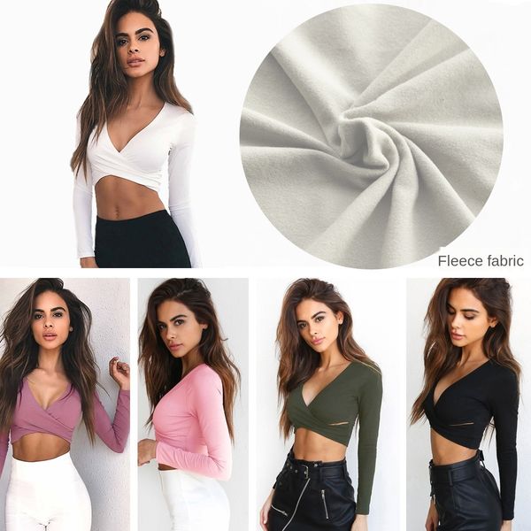 

женские дизайнерские длинные рукава сексуальная трубка пупок ремень v-образным вырезом флис topqlvx, White