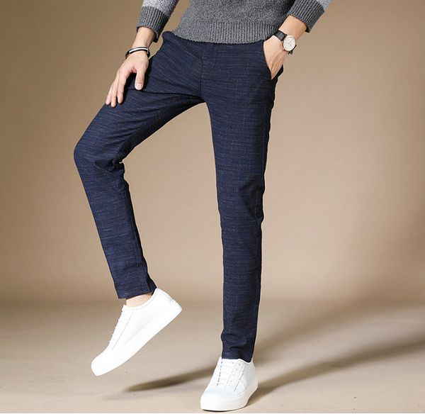 

бизнес повседневных мужчины брюки хлопок blended сетка гетеросексуального мужчины брюки slim fit мода классического человек брюки, Black