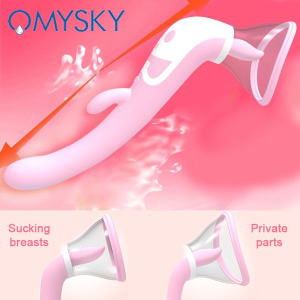 OMYSKY Succhiare vibratore pompino lingua vibrante capezzolo succhiare sesso leccata orale clitoride stimolatore vaginale giocattolo del sesso per le donne Y191026 XDO7