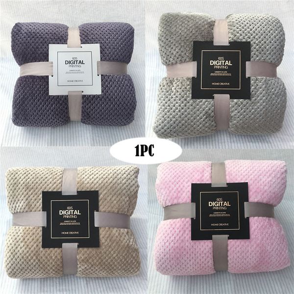 

soft warm blanket coral fleece solid color fleece bed blanket large mesh flannel blankets thick breathable s #3n19