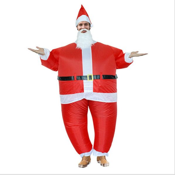 

5 pieces christmas inflatable santa claus costume suit funny christmas xmas fancy dress outfit, White;black