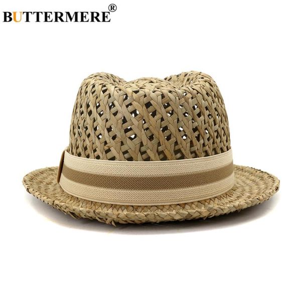 

buttermere straw sun hat men women trilby hat summer beach hand knitting male female casual porkpie jazz, Blue;gray
