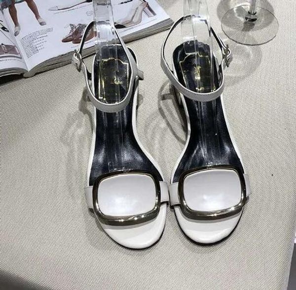 

2019 new ladies sandals fashion leather women's shoes thick heel shoes, Black