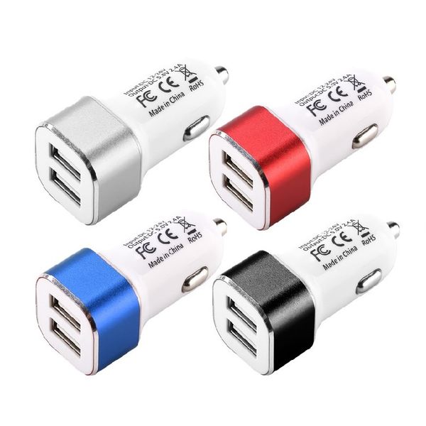 

2.4a alloy dual usb car charger 2 port cigarette lighter adapter charger usb power adapter for samsung htc android phone gps pc
