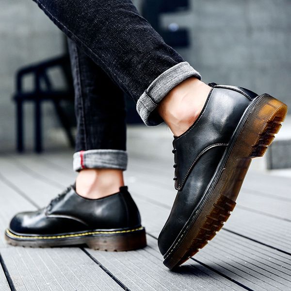 

durable soft flat heels formal office round toe lace up derby, Black