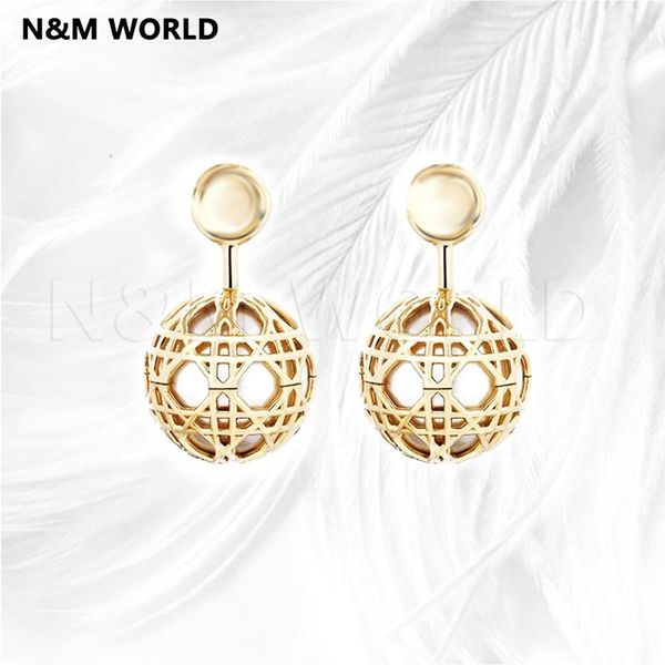

fashion jewelry rattan plaid openwork letters pearl earrings one pair fashion classic jewelry earring for women grils gift, Silver