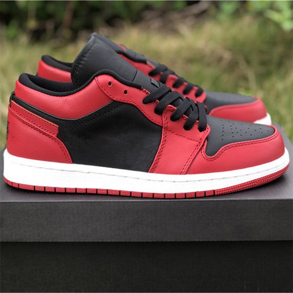 

mens 1 low basketball shoes womens black red 1s outdoor sports shoes size eu36-46 ship with shoebox, White;red