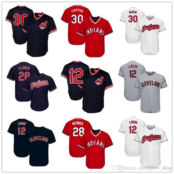 

Cleveland Mens baseball jerseys Indians 12 Francisco Lindor 30 Tyler Naquin 28 Corey Kluber 2018-2019 new edition