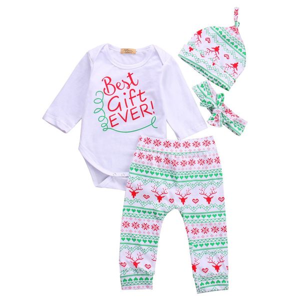

4шт baby boy girl рождественский подарок наряды ползунки олень брюки леггинсы комплект одежды для новорожденных детская одежда комплект одеж, Pink;blue