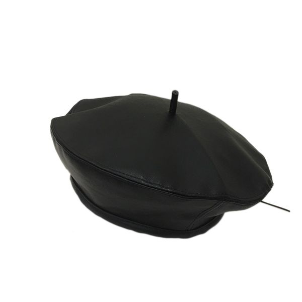 

pu leather beret woman flat hat autumn and winter beret painter hat pumpkin, Blue;gray